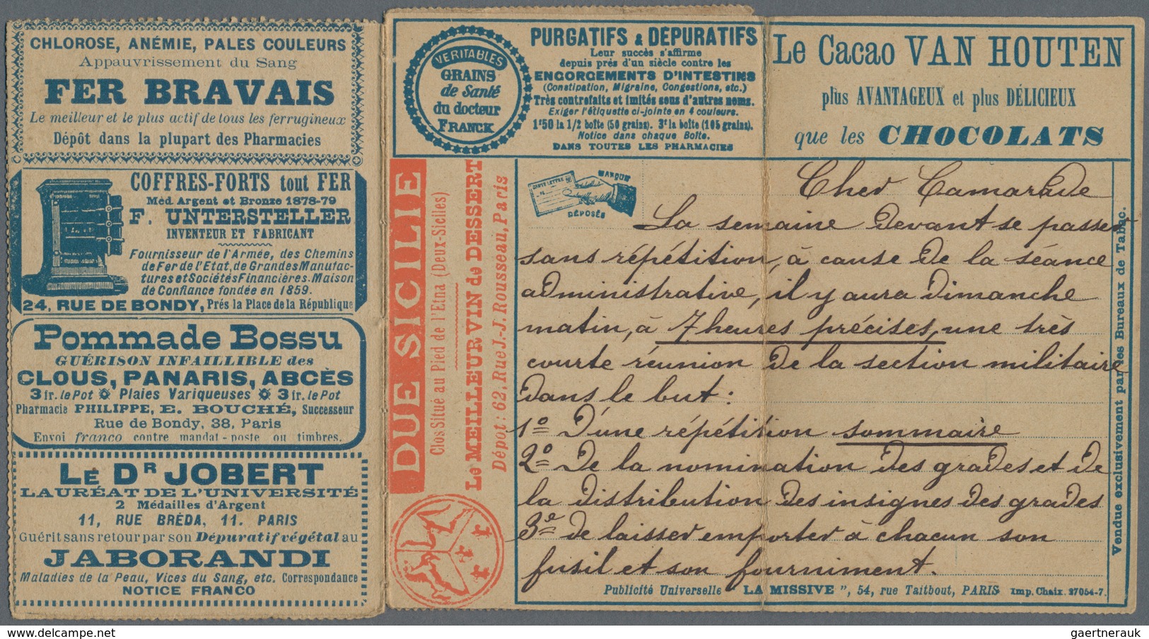 Frankreich - Ganzsachen: 1888 (4.4.), Private Lettercard Allegory 15c. Blue Headed 'Carte-Lettre / V - Sonstige & Ohne Zuordnung