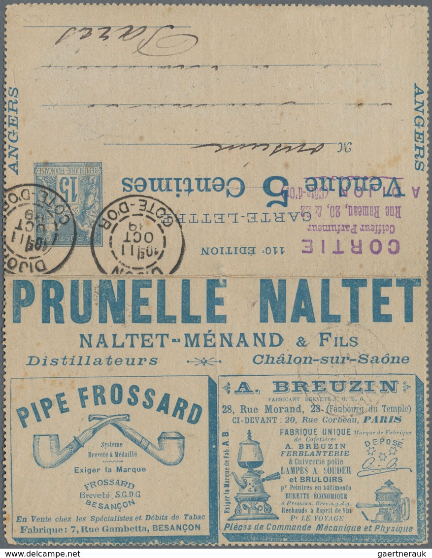 Frankreich - Ganzsachen: 1889 (11.10.), Private Lettercard Allegory 15c. Blue Headed 'Carte-Lettre / - Other & Unclassified