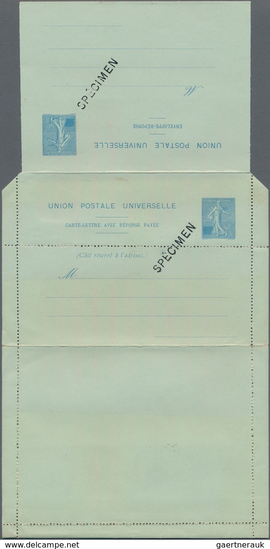 Frankreich - Ganzsachen: 1906, Unused Lettercard With Paid Reply Without Any Value Blue On Deep Wate - Other & Unclassified