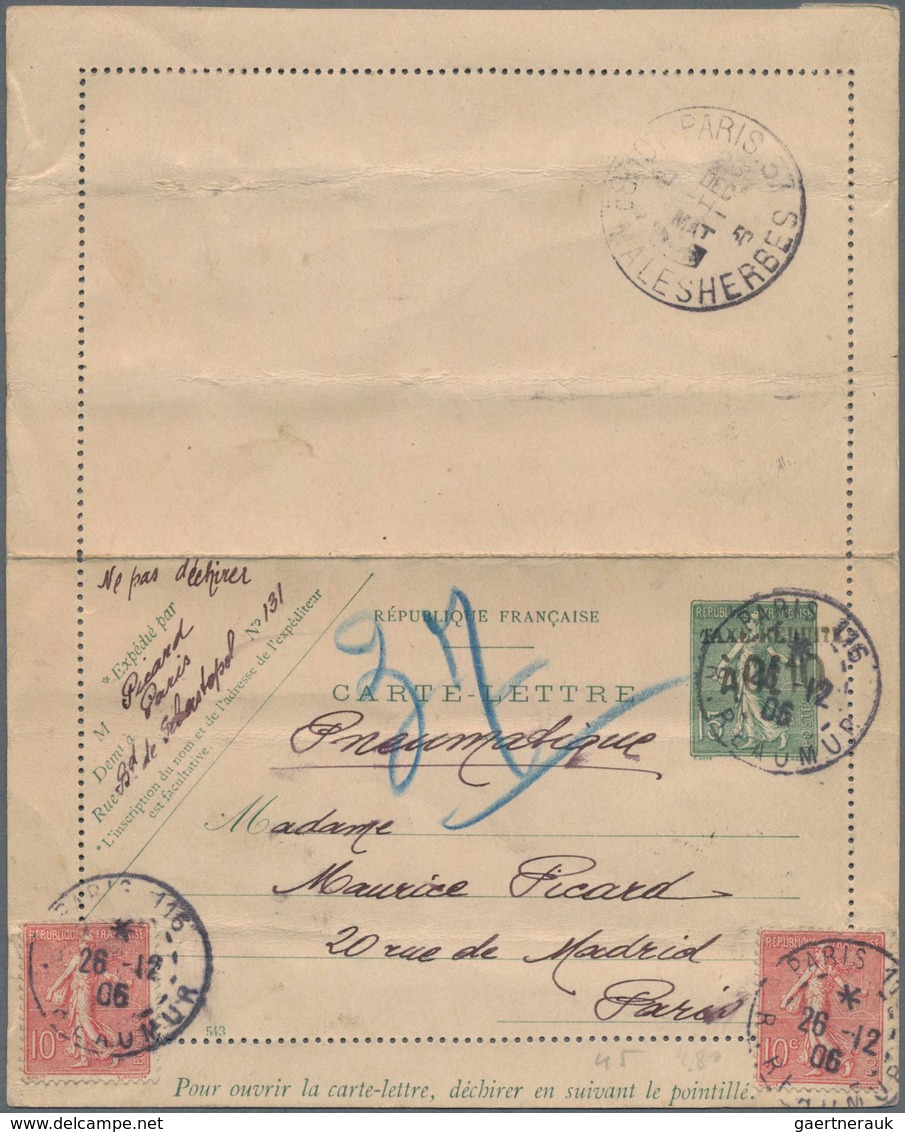 Frankreich - Ganzsachen: 1906 Commercially Used Uprated And Revalued Postal Stationery Lettercard Wi - Other & Unclassified