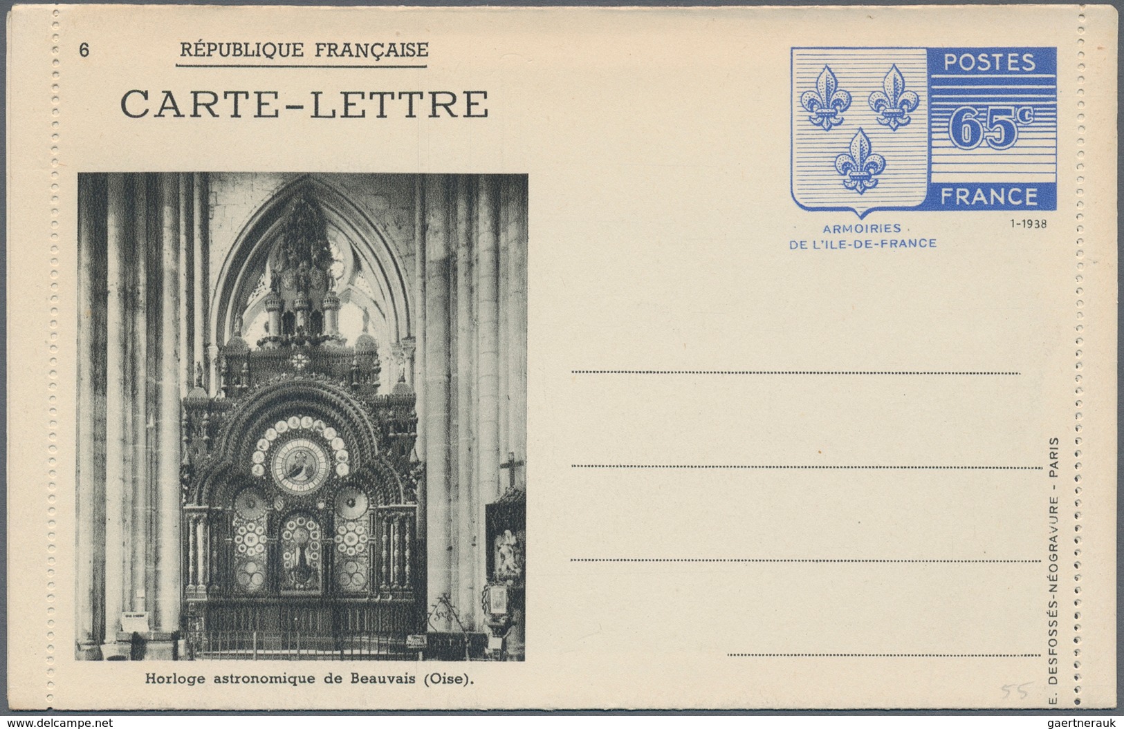 Frankreich - Ganzsachen: 1938, 65 C Postal Stationery Picture Letter Card, Complete Set Of 10 Items - Other & Unclassified