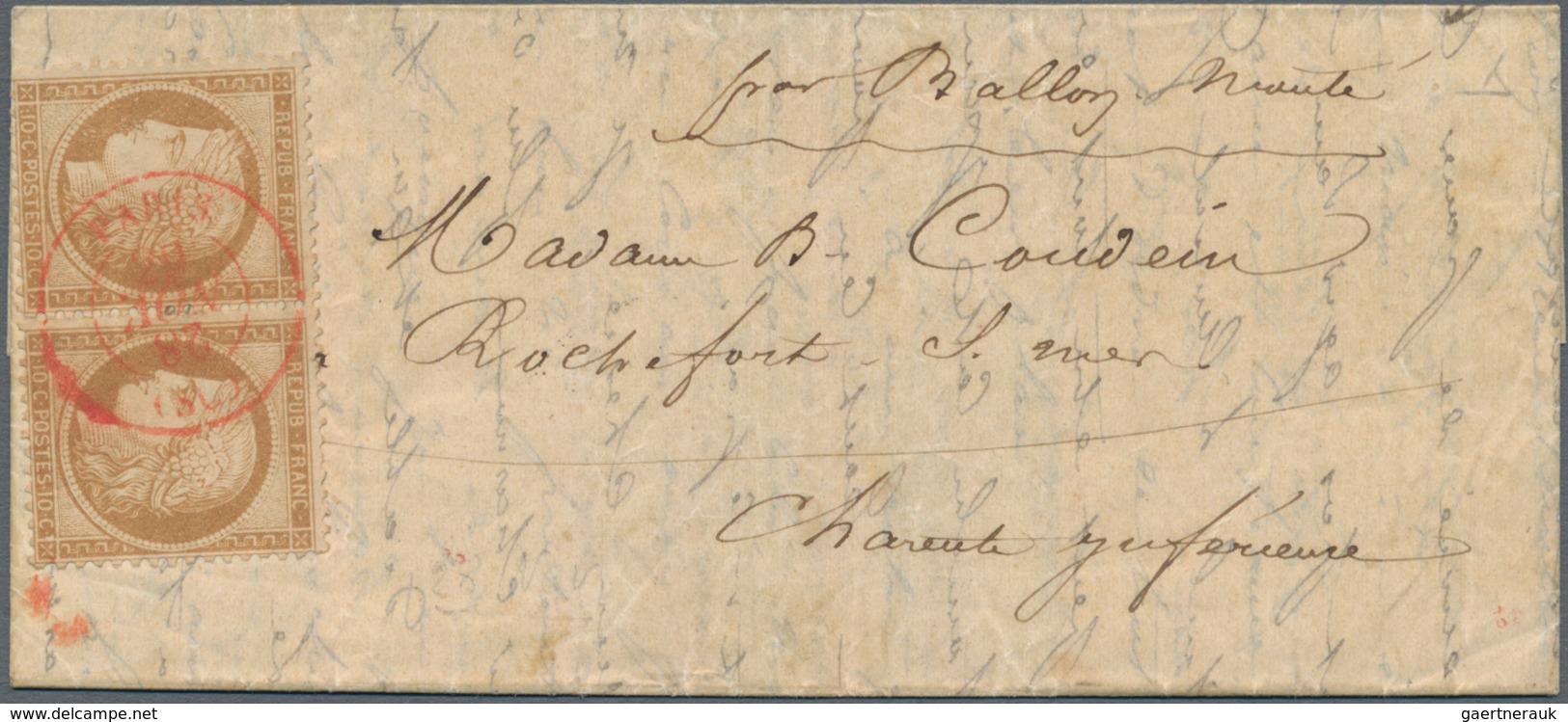 Frankreich - Ballonpost: 1870 BALLON MONTÉ: Small Folded Letter Sent From Paris To Rochefort And Flo - 1960-.... Briefe & Dokumente