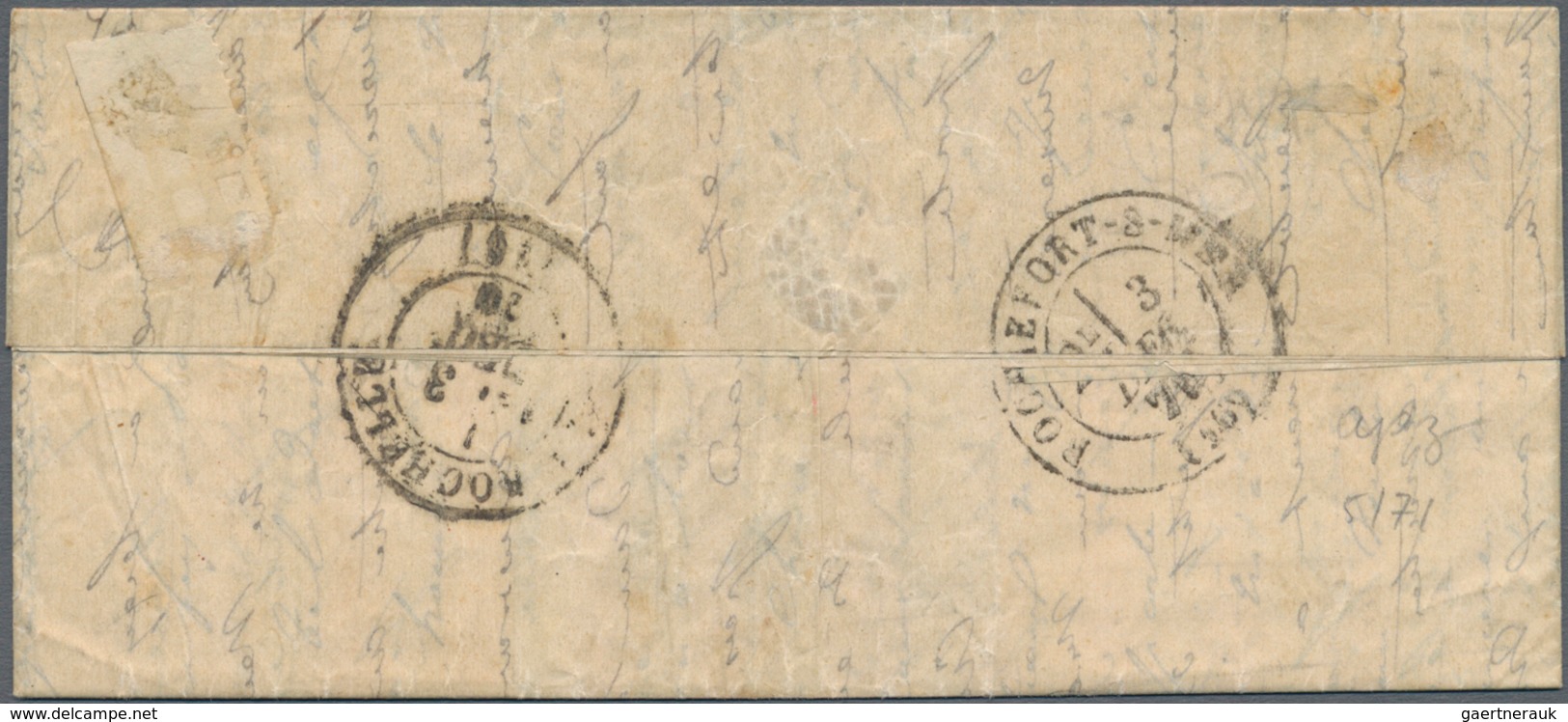Frankreich - Ballonpost: 1870 BALLON MONTÉ: Small Folded Letter Sent From Paris To Rochefort And Flo - 1960-.... Briefe & Dokumente