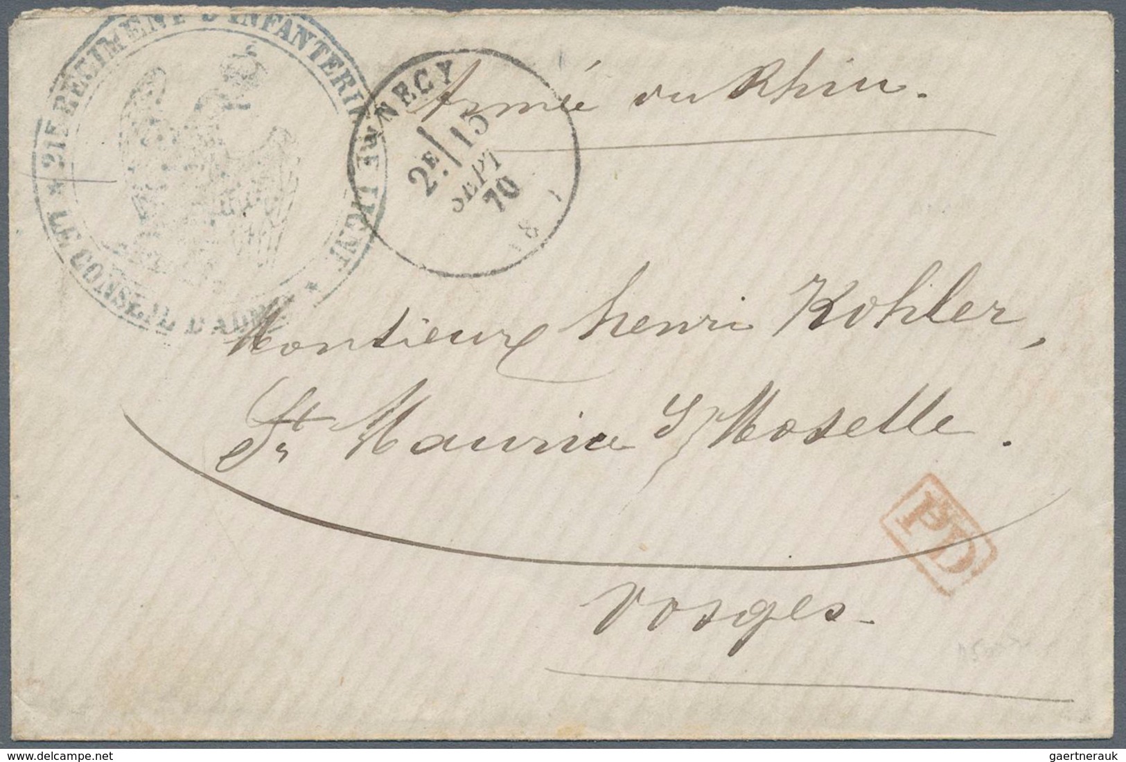 Frankreich - Besonderheiten: 1870 Envelope With Red PD Type 17 Annecy 13 September 1870 To St. Mauri - Other & Unclassified