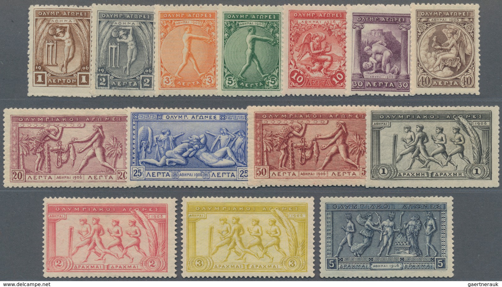 Griechenland: 1906, Olympic Games (Intercalated Games) Complete Set Of 14, Mint Hinged/gum Faults, S - Briefe U. Dokumente