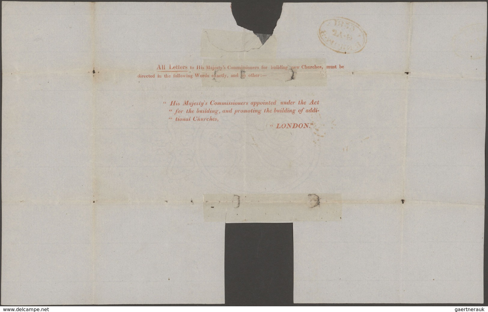 Großbritannien - Vorphilatelie: 1829, Preprinted Folded Cover With Watermark (large Oval Of Britanni - ...-1840 Vorläufer