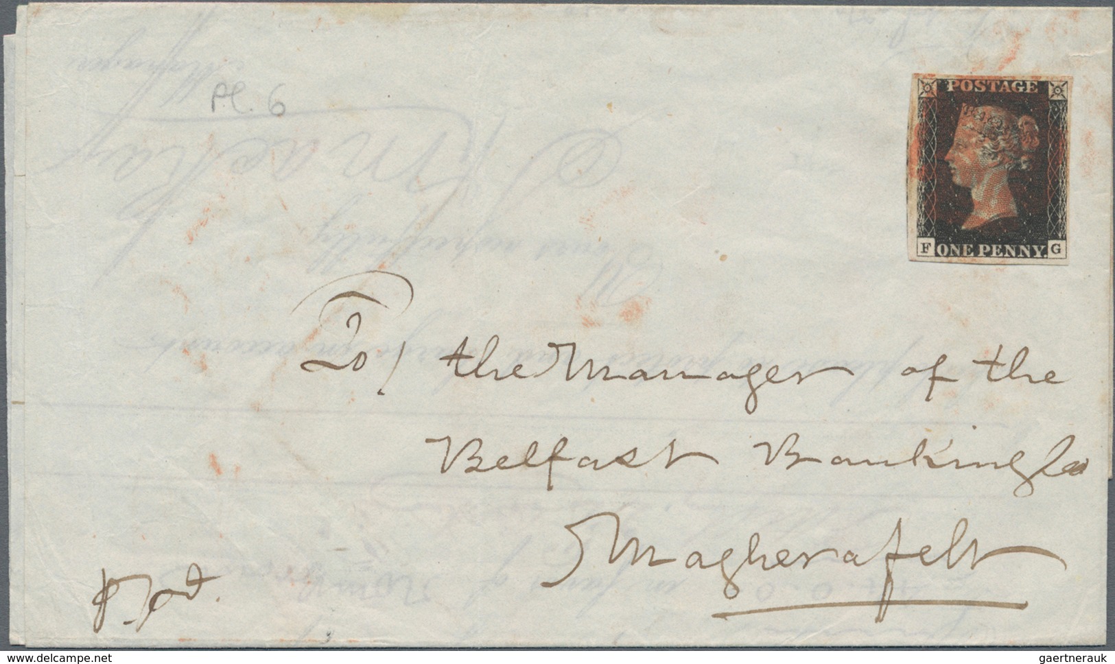 Großbritannien: 1840, One Penny Black, Plate 6, Lettered F-G, Four Clear To Large Margins, Tied By S - Sonstige & Ohne Zuordnung