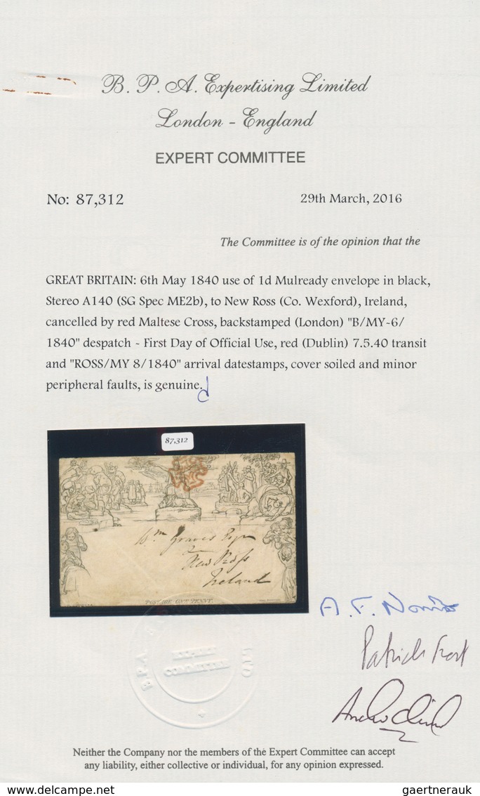 Großbritannien: 1840 6th May Use Of 1d Mulready Envelope In Black, Stereo A140, From London To New R - Sonstige & Ohne Zuordnung