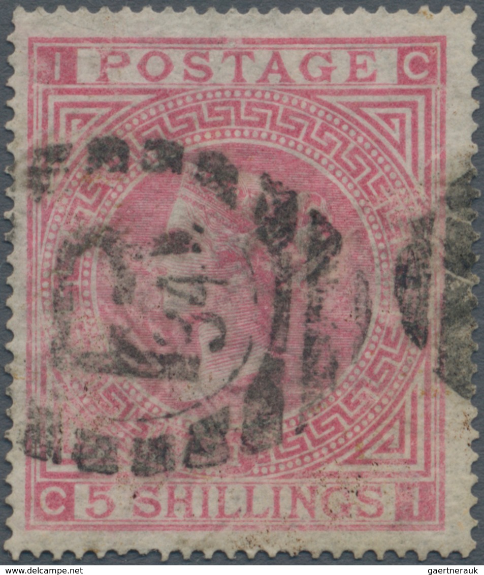 Großbritannien: 1867, QV 5s. Rose With Wmk. Maltese Cross Lettered 'IC' Good Used With Barred Cancel - Sonstige & Ohne Zuordnung