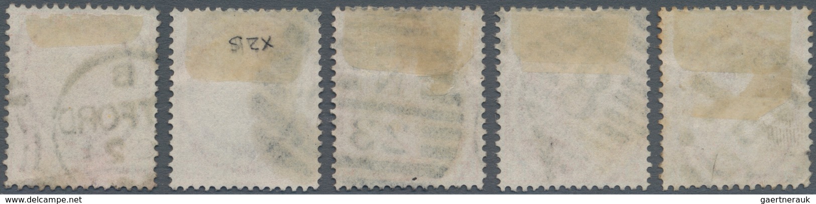 Großbritannien: 1876, QV 4d. Vermilion With Wmk. Large Garter Plate 15 Five Singles Lettered 'IE', ' - Sonstige & Ohne Zuordnung