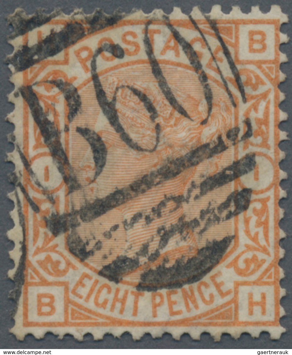 Großbritannien: 1876, QV 8d. Orange With Wmk. Large Garter Plate 1 Lettered 'HB', Fine Used With Bar - Sonstige & Ohne Zuordnung