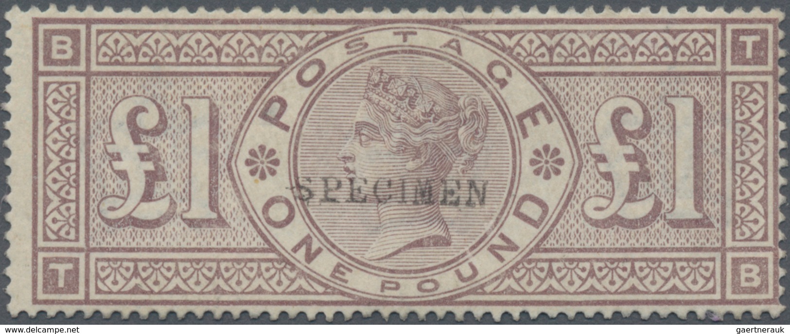 Großbritannien: 1884, QV Definitive £1 Brown-lilac With Wmk. Three Imperial Crowns Lettered 'BT' Wit - Other & Unclassified