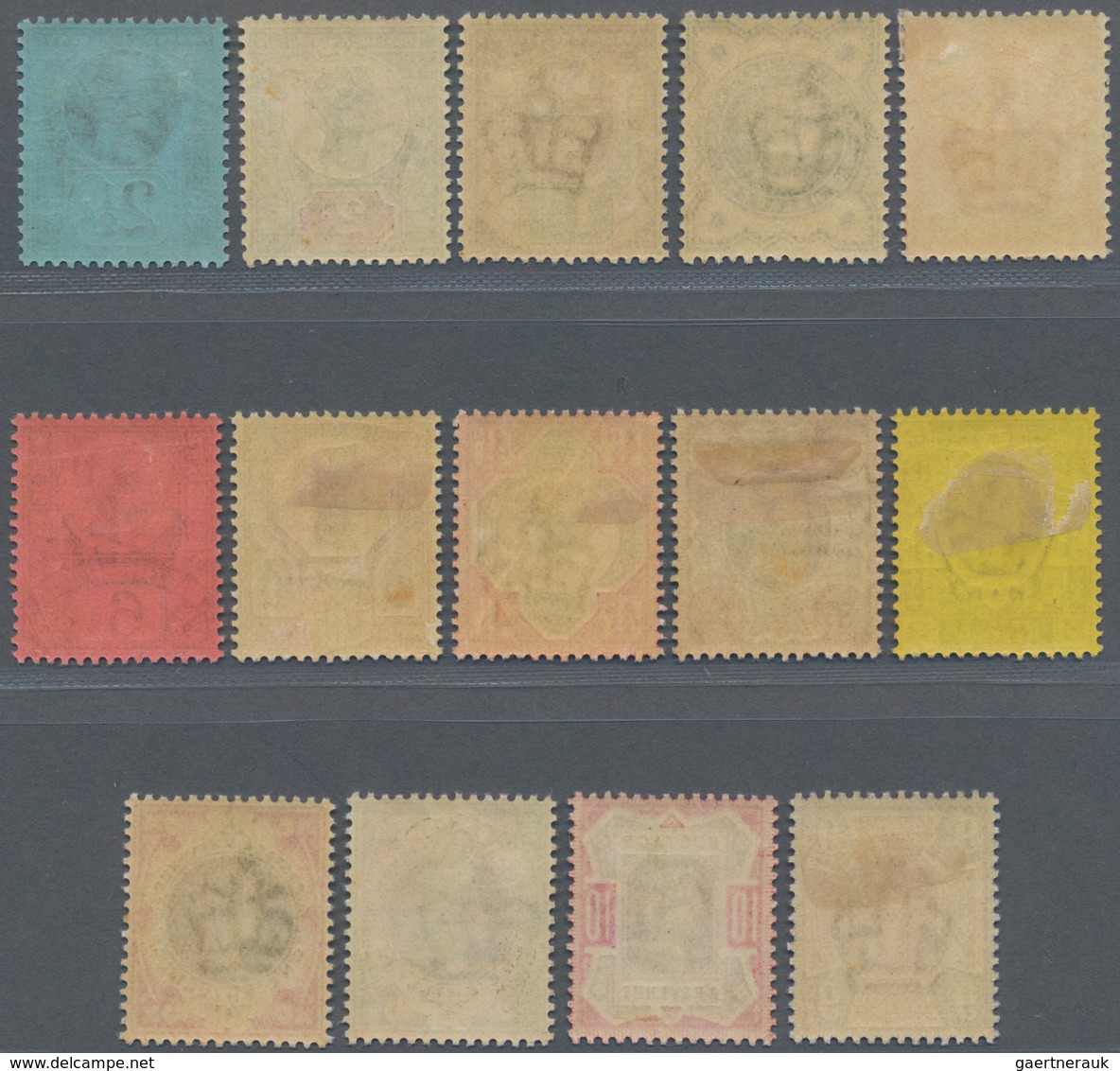 Großbritannien: 1887/1900, QV Definitives Simplified Set Of 14 From ½d Vermilion To 1s. Green/carmin - Sonstige & Ohne Zuordnung