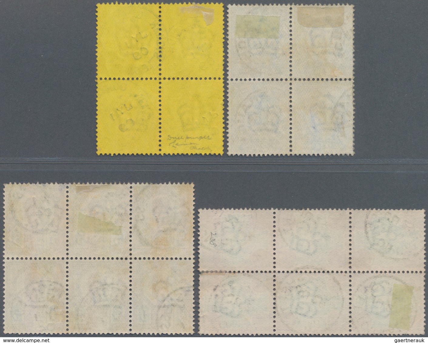 Großbritannien: 1904/1909, KEVII Definitives Four Different Multiples Incl. 2½d. Ultramarine Block/4 - Sonstige & Ohne Zuordnung