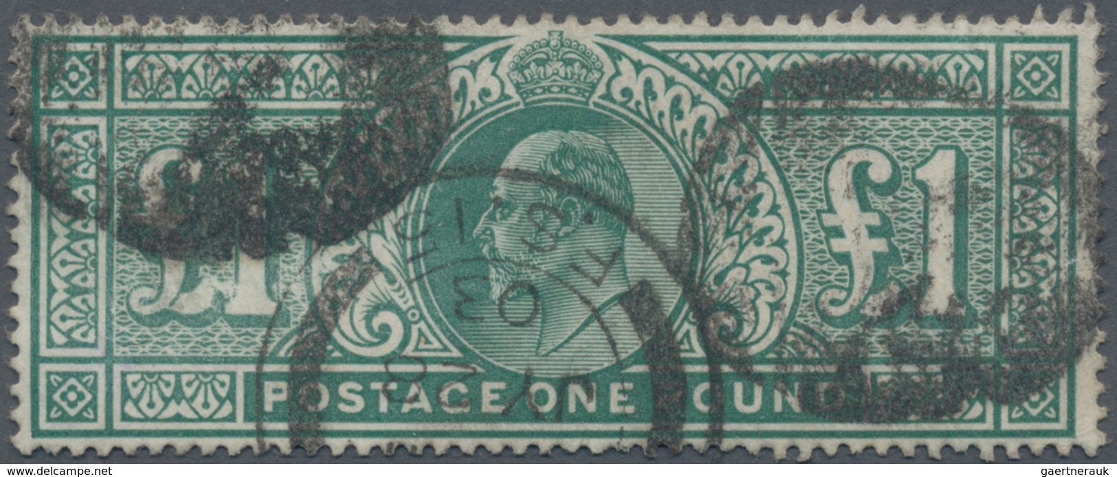 Großbritannien: 1902, KEVII Definitive £1 Dull Blue-green With Wmk. Three Crowns With Three Part And - Sonstige & Ohne Zuordnung