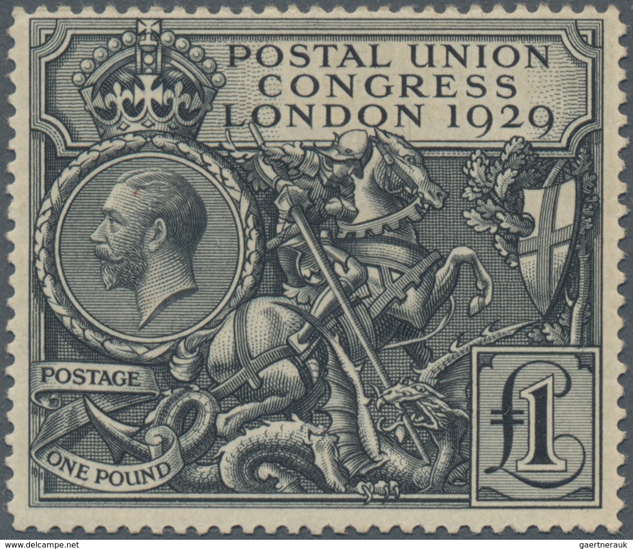 Großbritannien: 1929, UPU £1 Black, Fresh Colour And Well Perforated (slight Corner Crease At Lower - Andere & Zonder Classificatie