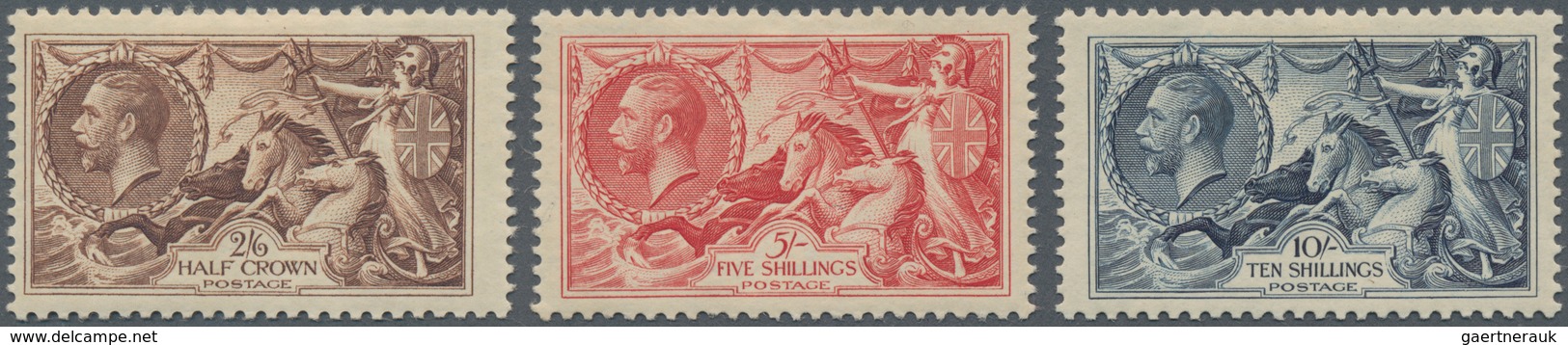 Großbritannien: 1934, Seahorses Re-engraved, 2s.6d. Chocolate-brown, 5s. Rose-red And 10s. Indigo, C - Other & Unclassified