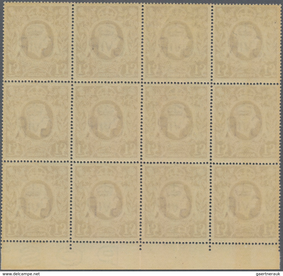 Großbritannien: 1948, KGVI Definitive £1 Brown Block Of Twelve From Lower Margin (folded), Mint Neve - Sonstige & Ohne Zuordnung