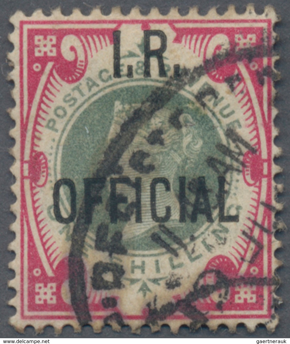 Großbritannien - Dienstmarken: 1901, I.R.OFFICIAL, QV 1s. Green/carmine, Well Perforated, Fine Used - Officials