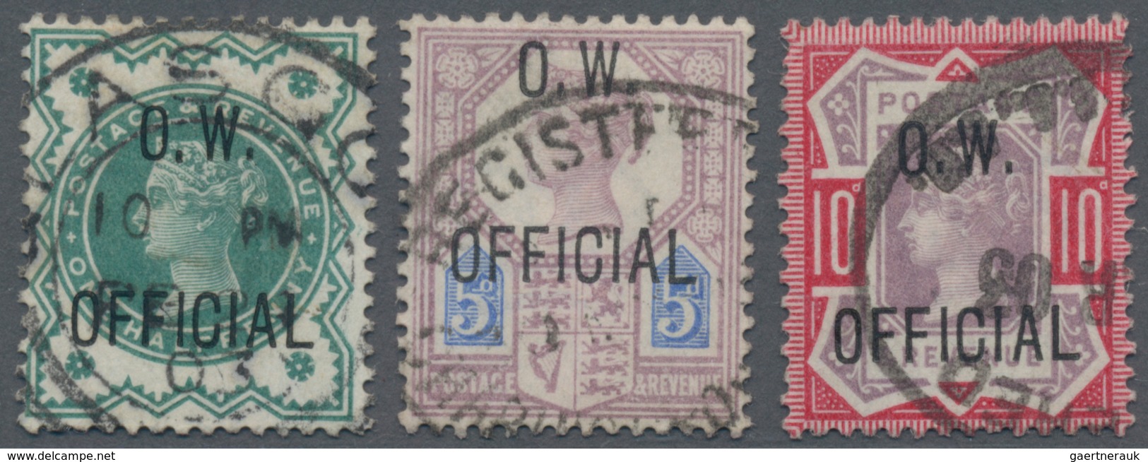 Großbritannien - Dienstmarken: 1902, Office Of Works, QV ½d. Blue-green, 5d. Dull Purple And 10d. Du - Officials