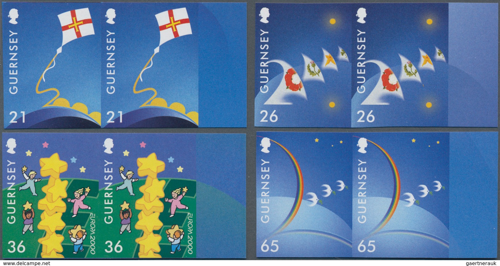 Großbritannien - Guernsey: 2000, Europa-CEPT Complete Set Of Four In Horizontal IMPERFORATE Pairs Fr - Guernsey