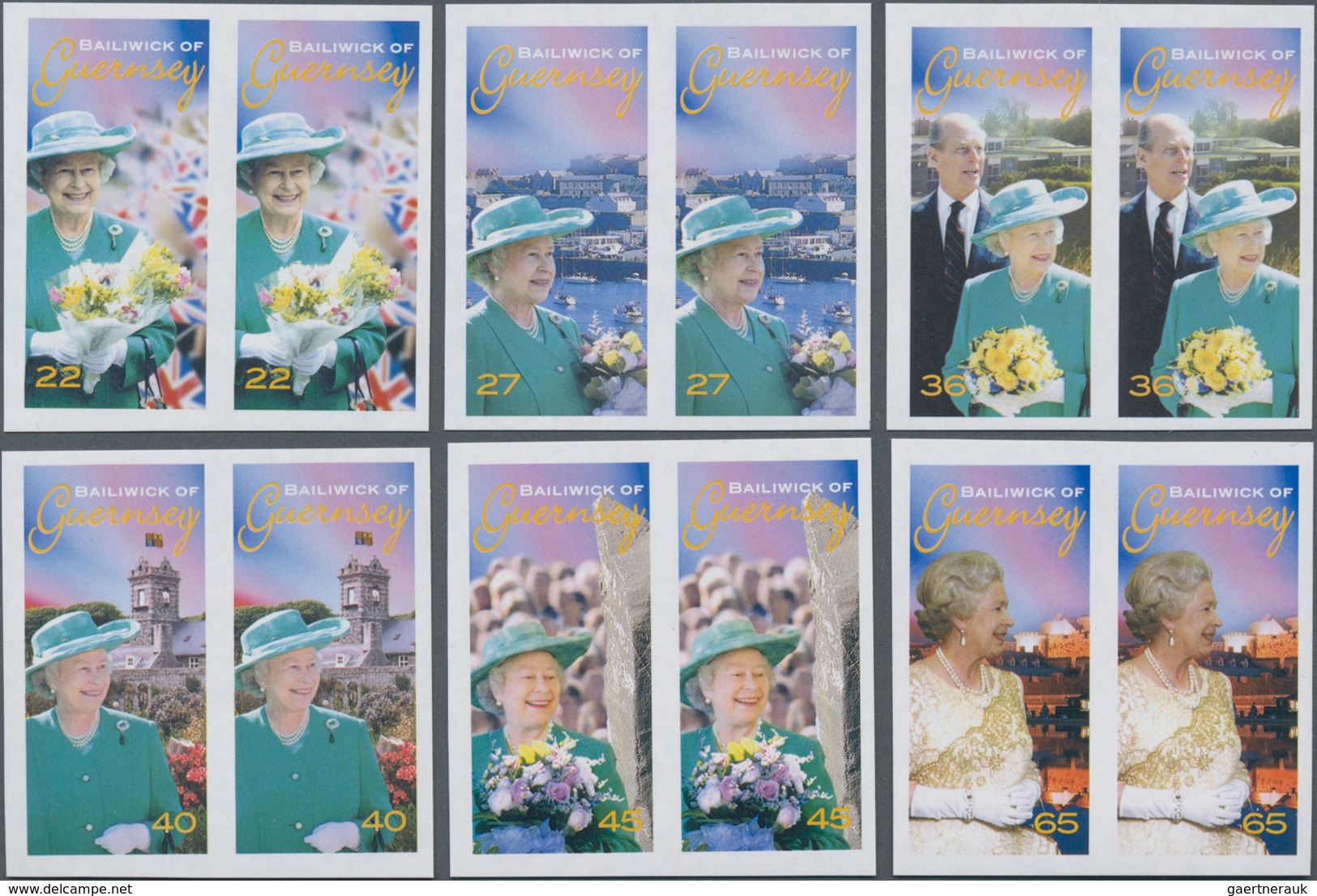 Großbritannien - Guernsey: 2002, 50th Anniversary Of Accession Of QEII Complete Set Of Six In Horizo - Guernsey