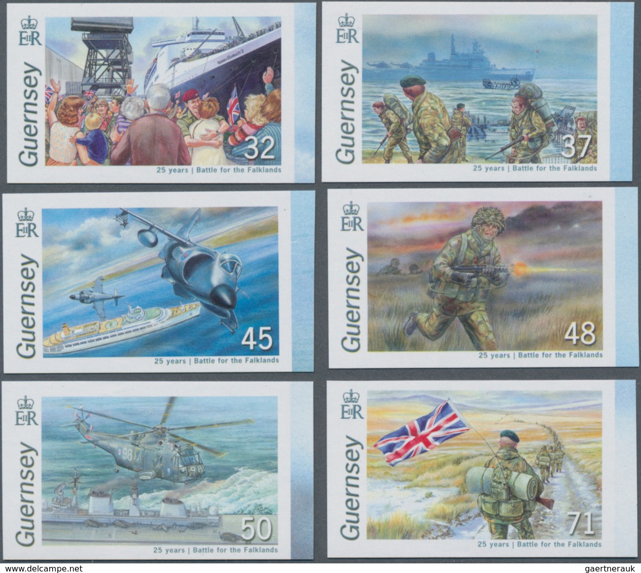 Großbritannien - Guernsey: 2007, 25th Anniversary Of The Battle For The Falklands Complete IMPERFORA - Guernsey