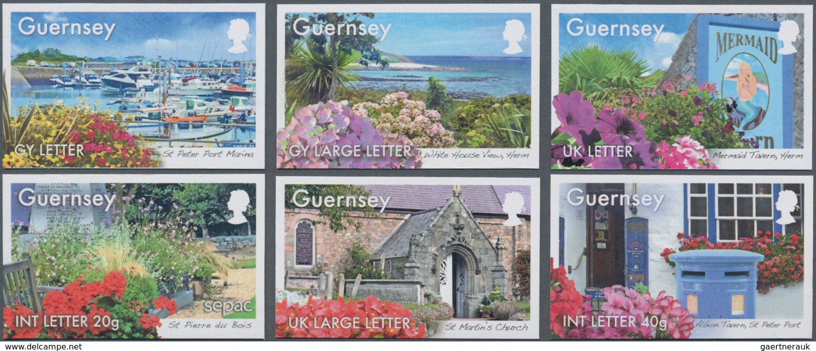 Großbritannien - Guernsey: 2014. Complete Set "Tourism; SEPAC: Flowers" (6 Values) In IMPERFORATE Si - Guernsey