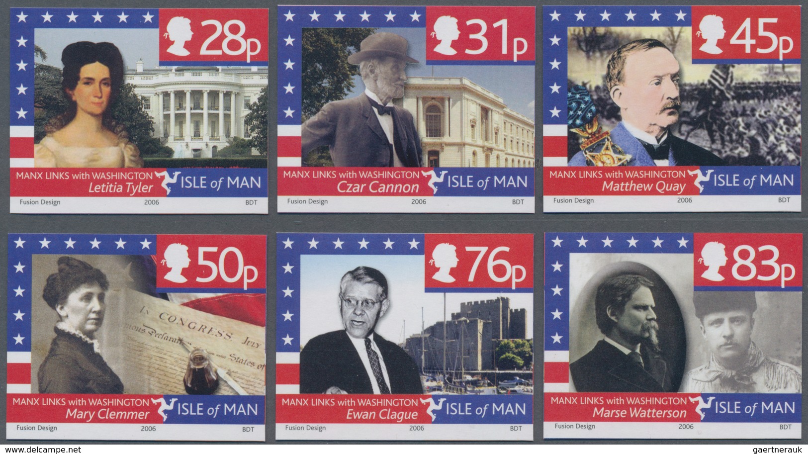 Großbritannien - Isle Of Man: 2006. Complete Set "Manx-born Personalities In Washington, USA" (6 Val - Man (Insel)