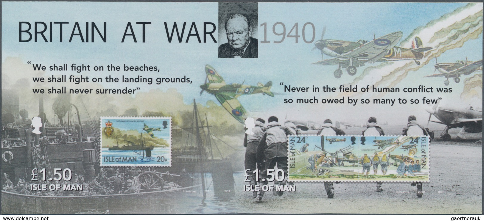 Großbritannien - Isle Of Man: 2010. IMPERFORATE Souvenir Sheet Of 2 For The Issue "Britain At War 19 - Isle Of Man