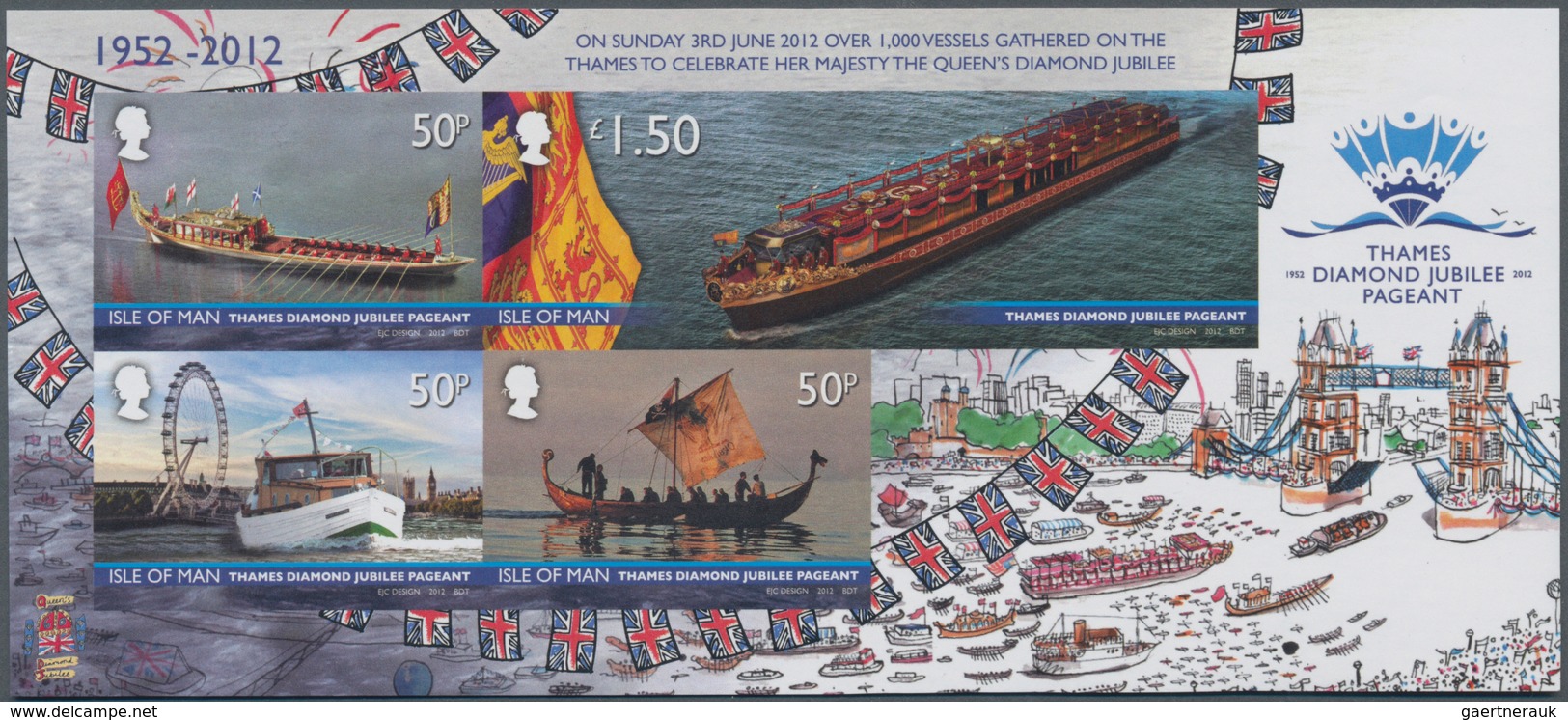 Großbritannien - Isle Of Man: 2012. IMPERFORATE Souvenir Sheet Of 4 For The Issue "60th Anniversary - Isle Of Man