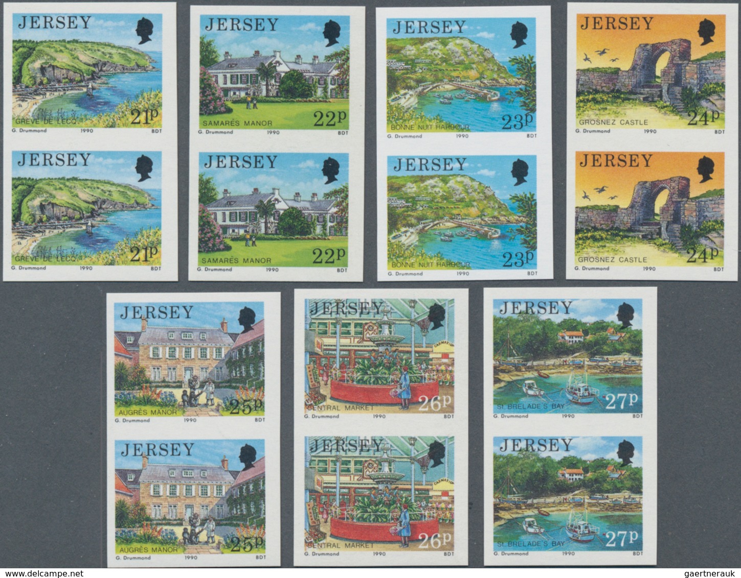 Großbritannien - Jersey: 1990, Definitive Issue 'Sights Of Jersey' Complete Set Of Seven In Vertical - Jersey