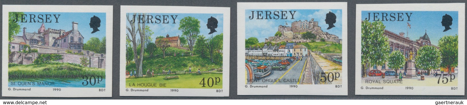Großbritannien - Jersey: 1990. Complete Definitives Issue (landscapes), 4 Values, In IMPERFORATE Sin - Jersey