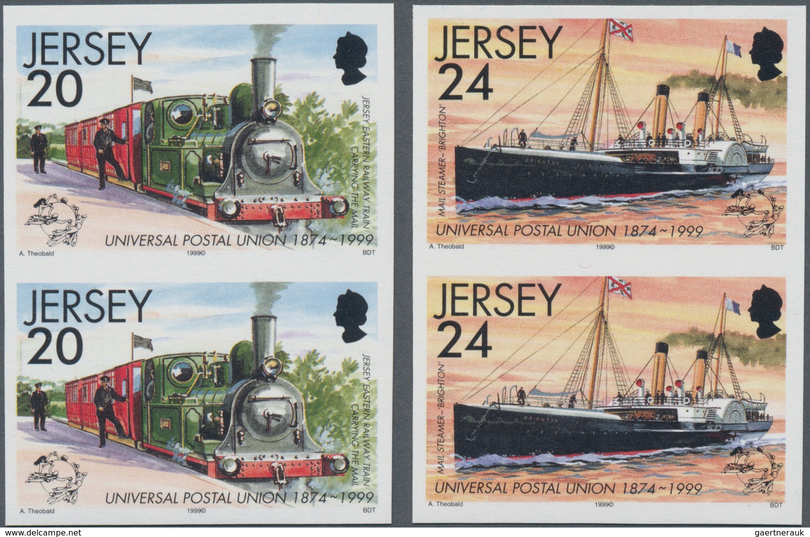 Großbritannien - Jersey: 1999, 125 Years Of United Postal Union (UPU) Complete Set Of Four (train, S - Jersey