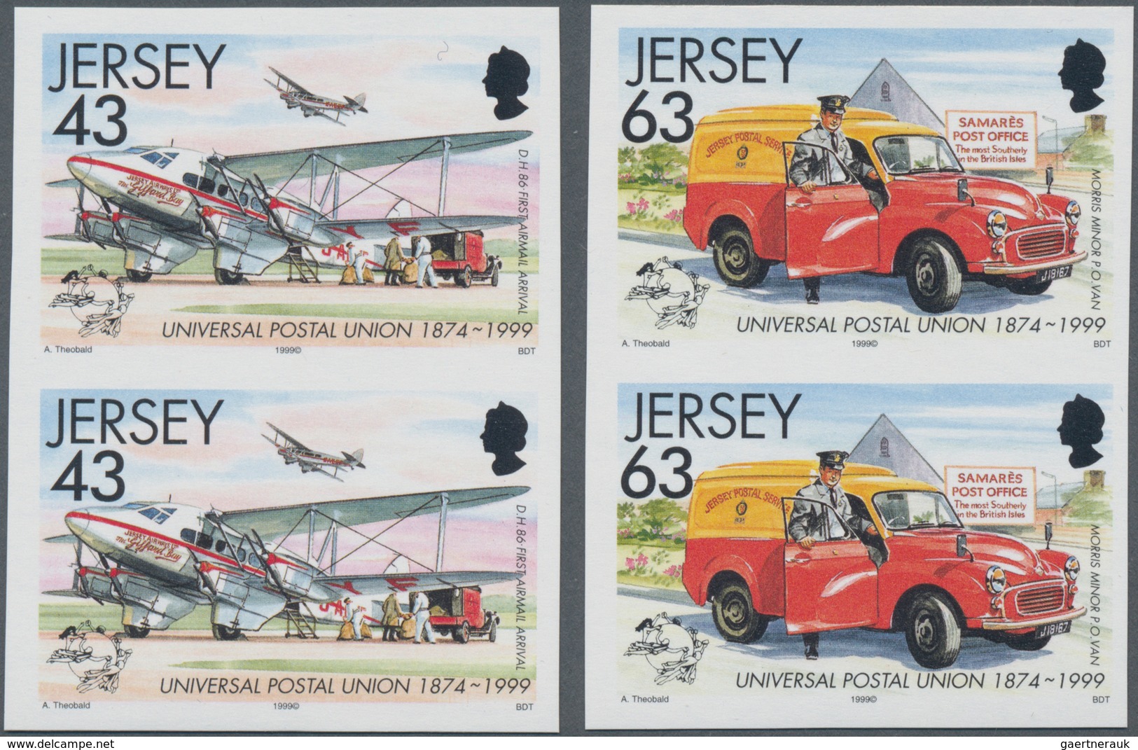 Großbritannien - Jersey: 1999, 125 Years Of United Postal Union (UPU) Complete Set Of Four (train, S - Jersey