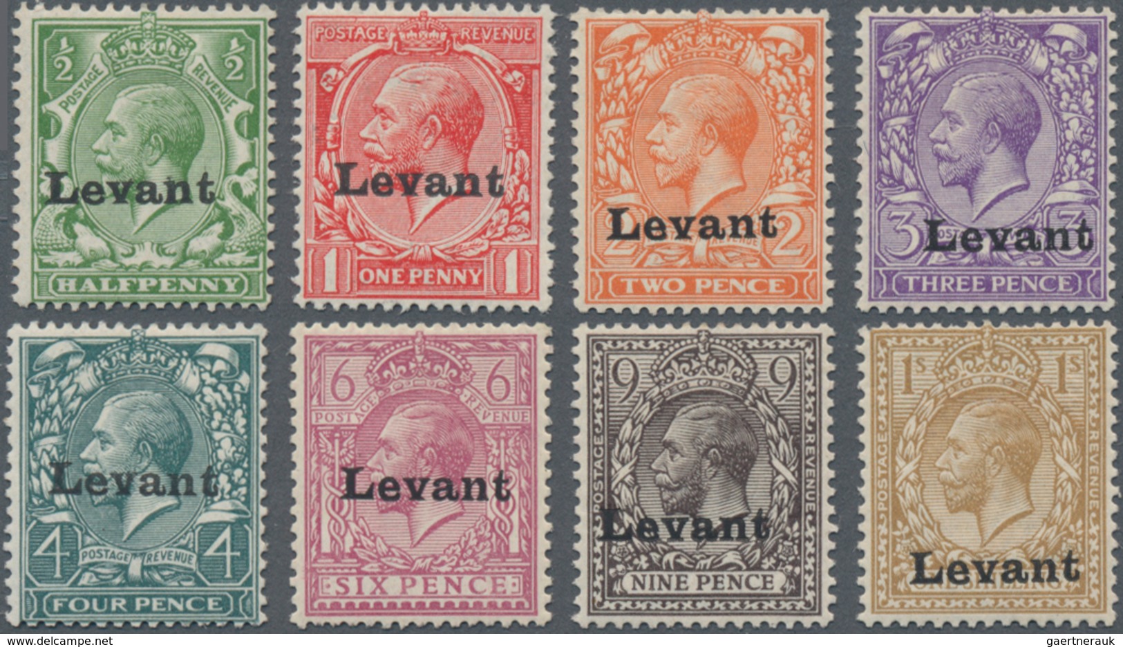 Britisches Feldpostamt In Saloniki: 1916 KGV. Complete Set Of Eight Optd. "Levant", Mint Hinged, All - Other & Unclassified