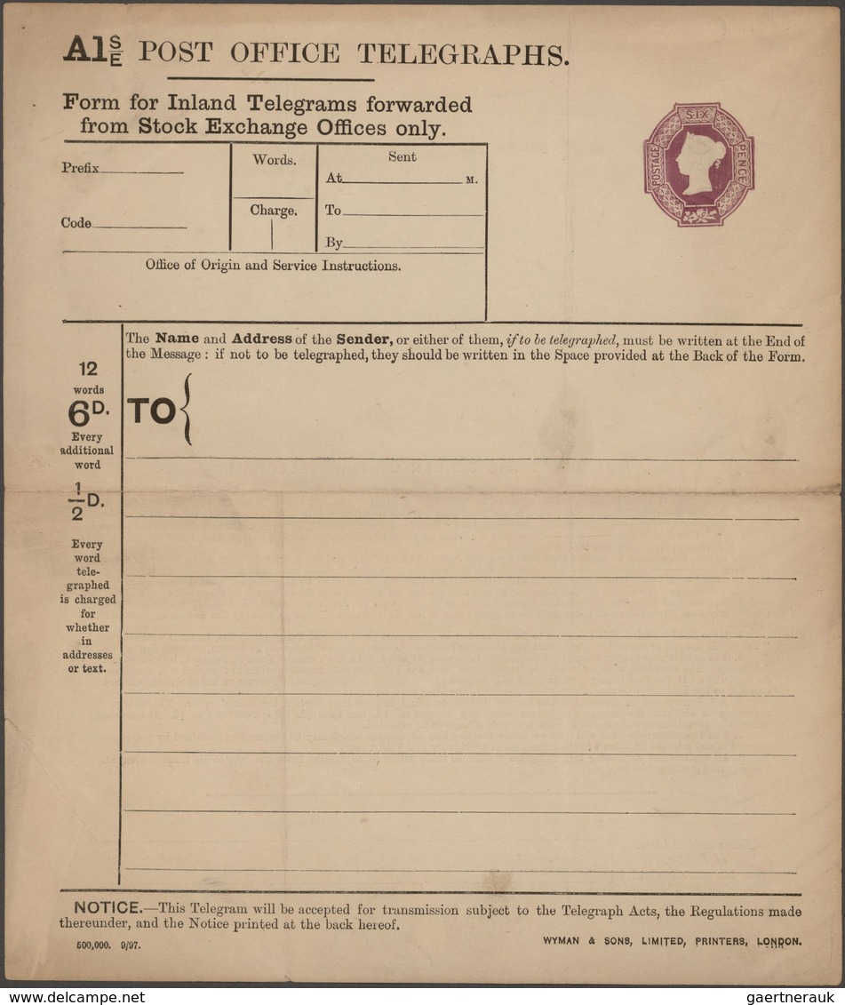 Großbritannien - Ganzsachen: 1881/98, Three Unused Postal Stationery Telegrams QV All Forwardedfrom - 1840 Mulready Omslagen En Postblad