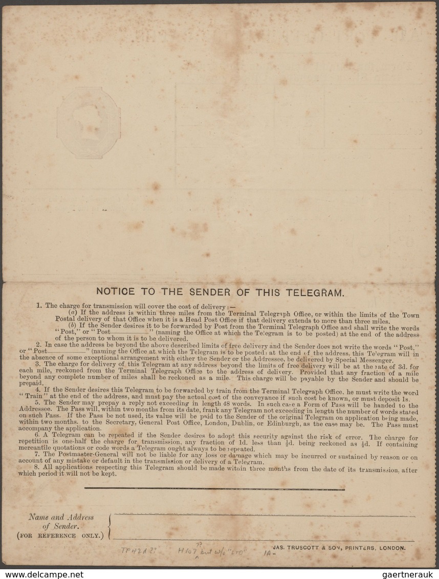 Großbritannien - Ganzsachen: 1881/98, Three Unused Postal Stationery Telegrams QV All Forwardedfrom - 1840 Mulready-Umschläge