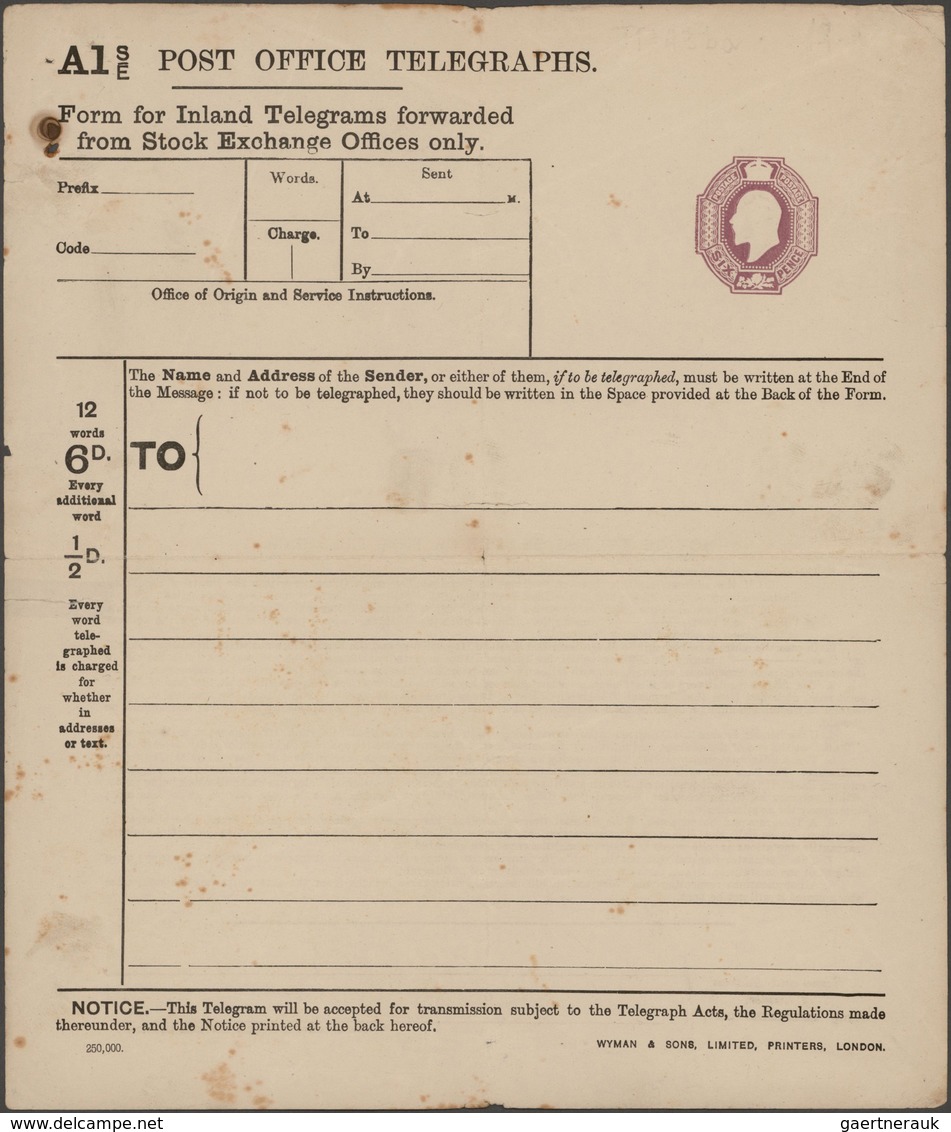 Großbritannien - Ganzsachen: 1904, Two Unused Postal Stationery Telegram Forwarded From Stock Exchan - 1840 Mulready-Umschläge