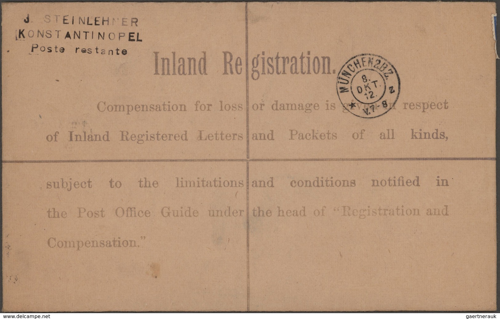 Großbritannien - Ganzsachen: 1912/21, British Post Used Abroad (Levante), Three Registered Postal St - 1840 Mulready-Umschläge