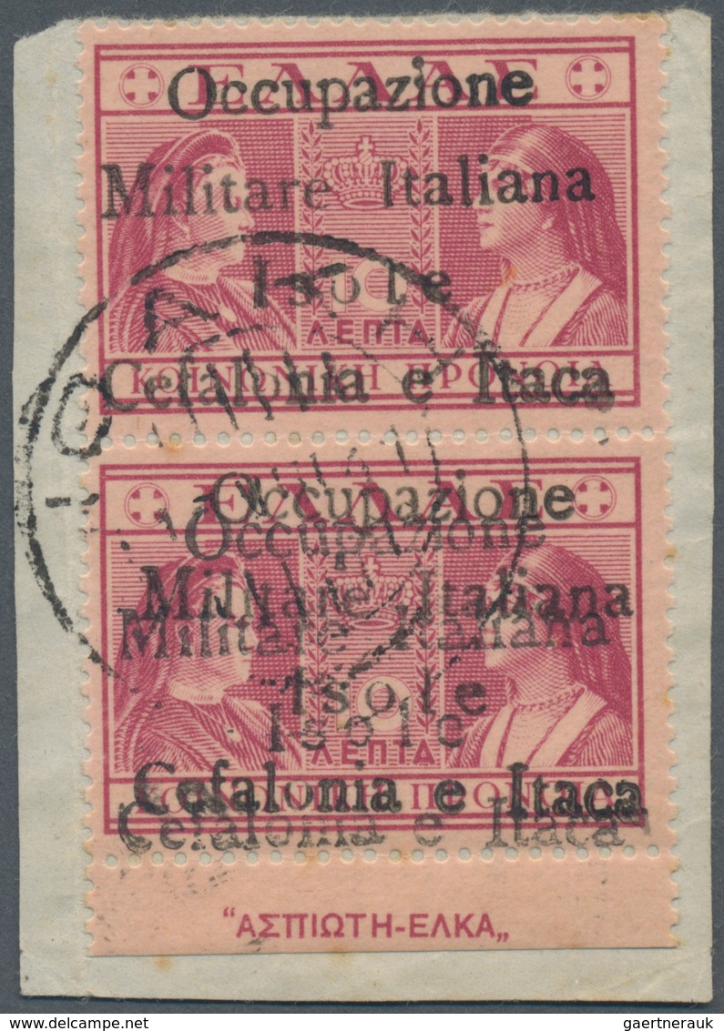 Ionische Inseln - Lokalausgaben: Kefalonia Und Ithaka: 1941, Ithaca Issue, Handstamps With Large "O" - Ionische Inseln