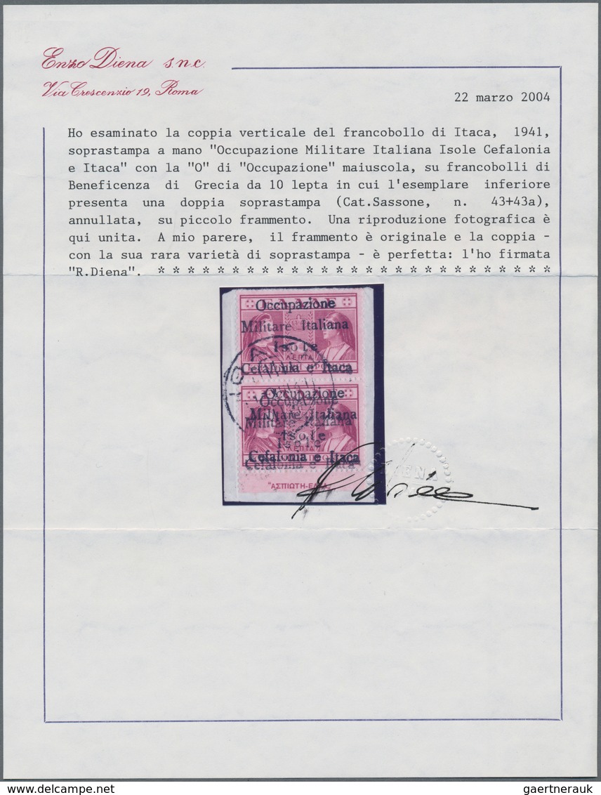 Ionische Inseln - Lokalausgaben: Kefalonia Und Ithaka: 1941, Ithaca Issue, Handstamps With Large "O" - Ionische Inseln