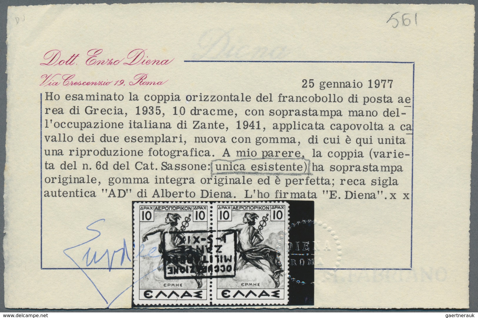 Ionische Inseln - Lokalausgaben: Zakynthos: 1941, Airmails 10dr.+10dr. Orange Horizontal Pair With I - Ionian Islands