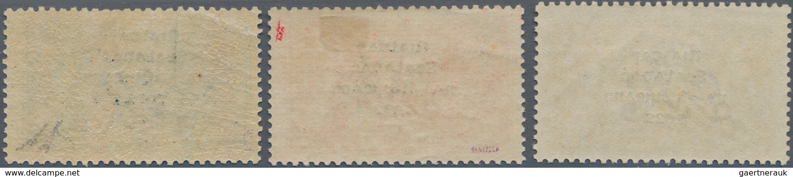 Irland: 1922, Rialtas Overprints, 2s.6d. Sepia-brown, 5s. Rose-carmine And 10s. Dull Grey-blue Optd. - Unused Stamps