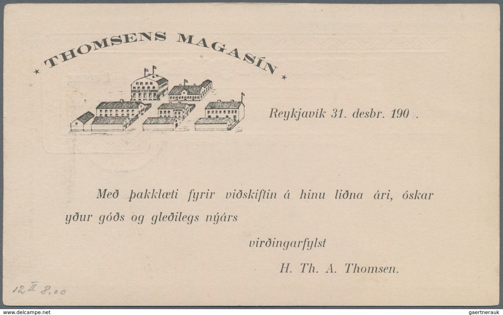 Island - Ganzsachen: 1903, 1 Gildi On 5 Aur Blue Postal Stationery Postcard With Additional Print On - Postal Stationery