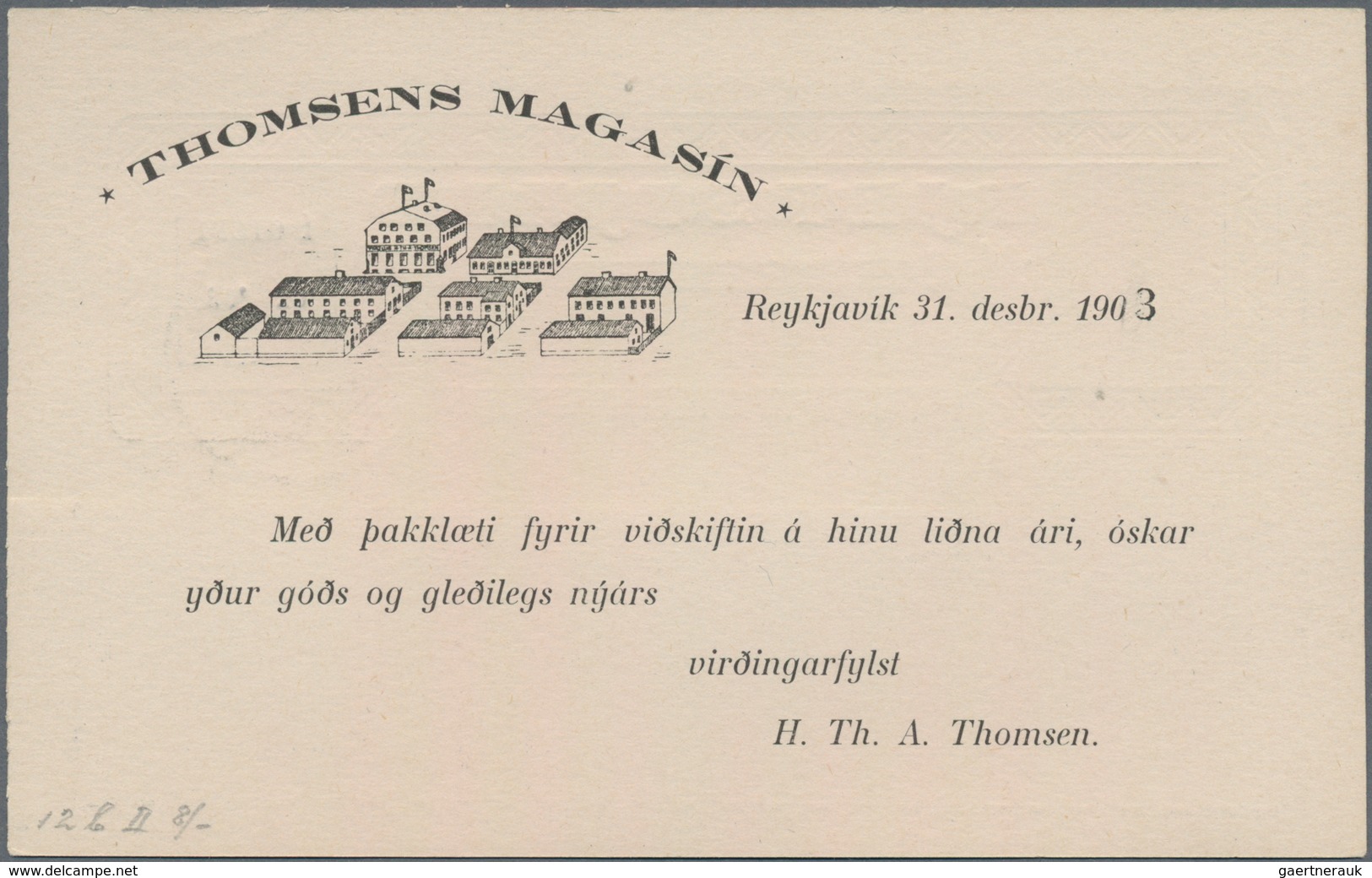 Island - Ganzsachen: 1903, 1 Gildi On 5 Aur Blue Postal Stationery Postcard With Additional Print On - Interi Postali