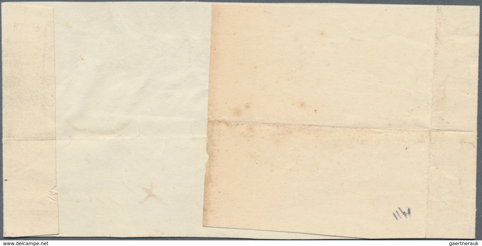 Italien - Altitalienische Staaten: Kirchenstaat: 1852, 3 Baj Brown Horizontal Stripe Of Five Tied By - Papal States