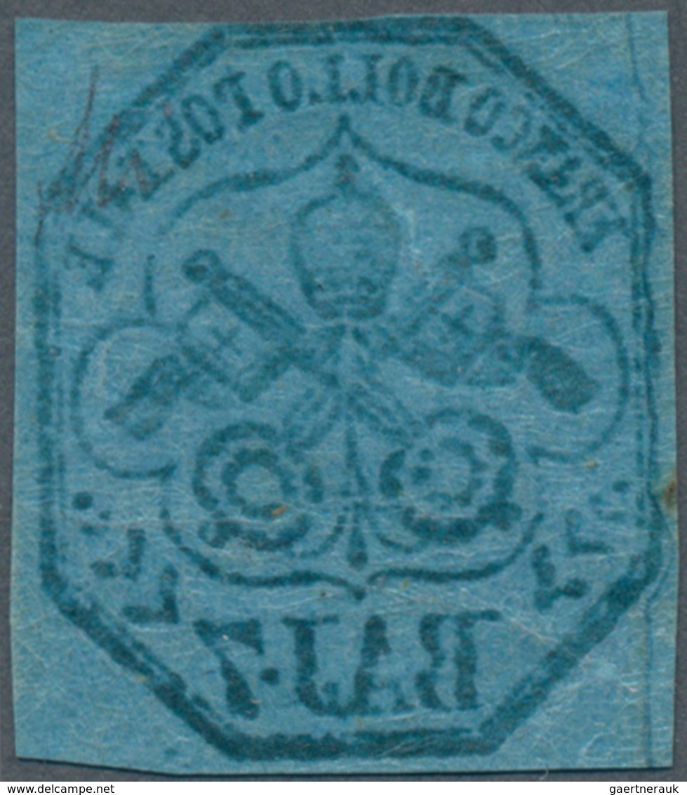 Italien - Altitalienische Staaten: Kirchenstaat: 1852, 7 Baj Black On Blue Mint Never Hinged, The St - Kirchenstaaten