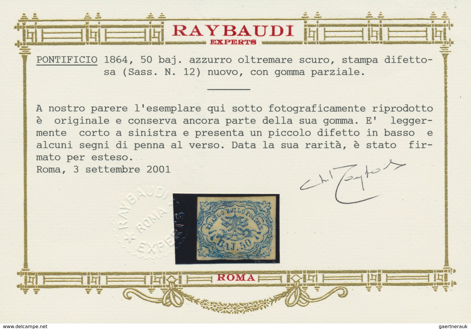 Italien - Altitalienische Staaten: Kirchenstaat: 1864, 50baj. Dark Ultramarine, Coarse Printing, Fre - Papal States