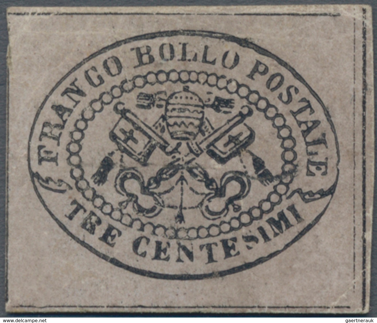Italien - Altitalienische Staaten: Kirchenstaat: 1867, 3 Cent. Black On Rose-grey Unused With Gum, T - Kirchenstaaten